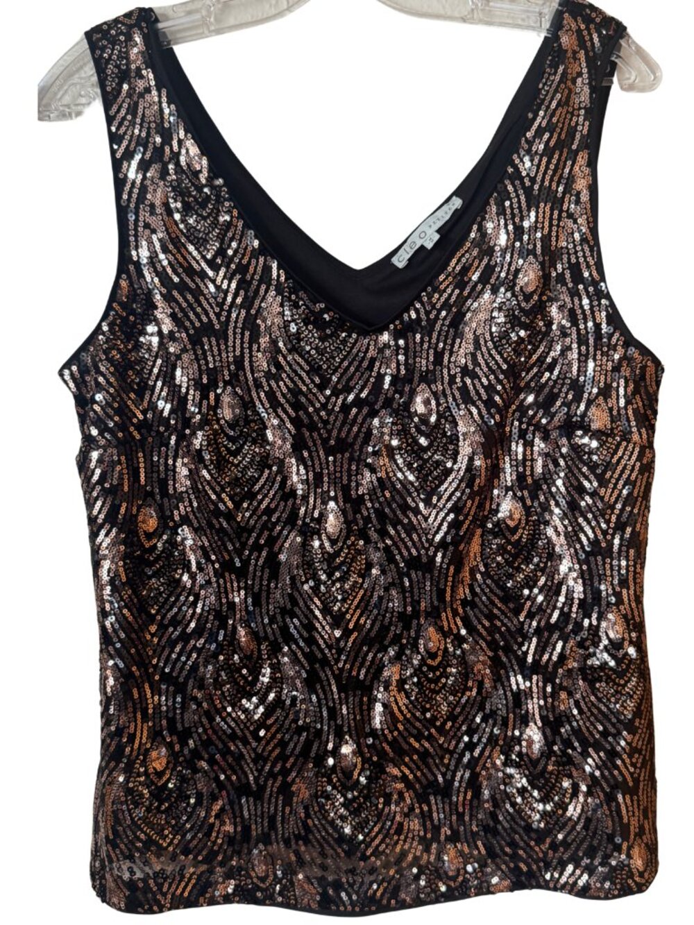 Cleo Petites Bronze Sequin Tank Top – Medium‎